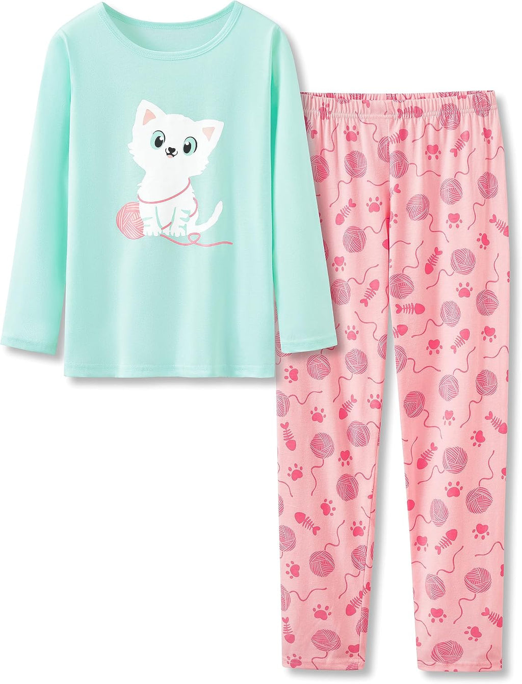 Tebbis Girls' Long Sleeve & Pants Pink Checker Pajamas Size 4T-18