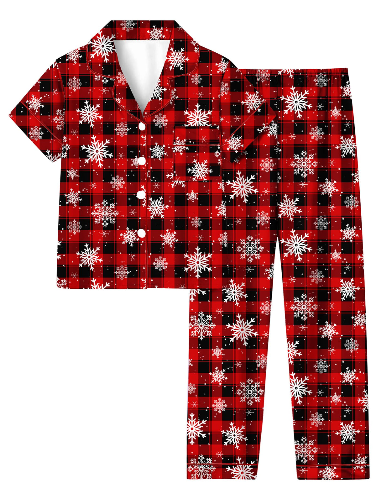 UNIFACO Girl's Christmas Pajamas Set 2pcs Button Dwon Sleepwear Size 7-14