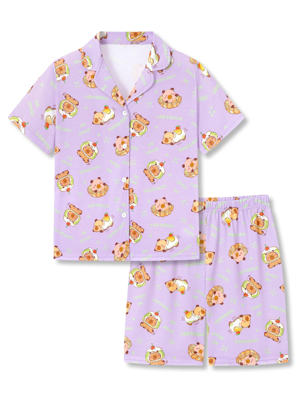 Topgal Girls Pajamas Cute Graphic Prints 2PC Button Up PJs Sizes 6-18