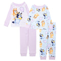 Bluey Girls 4-Piece Snug-fit Cotton Pajama Set, Matching Pajamas