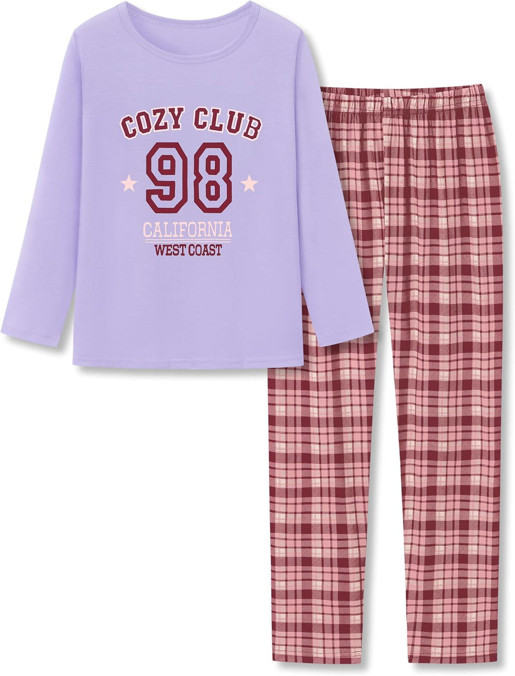 Tebbis Girls Long Sleeve Pants 2 Piece Trendy Print Pajama Set Size 6-18