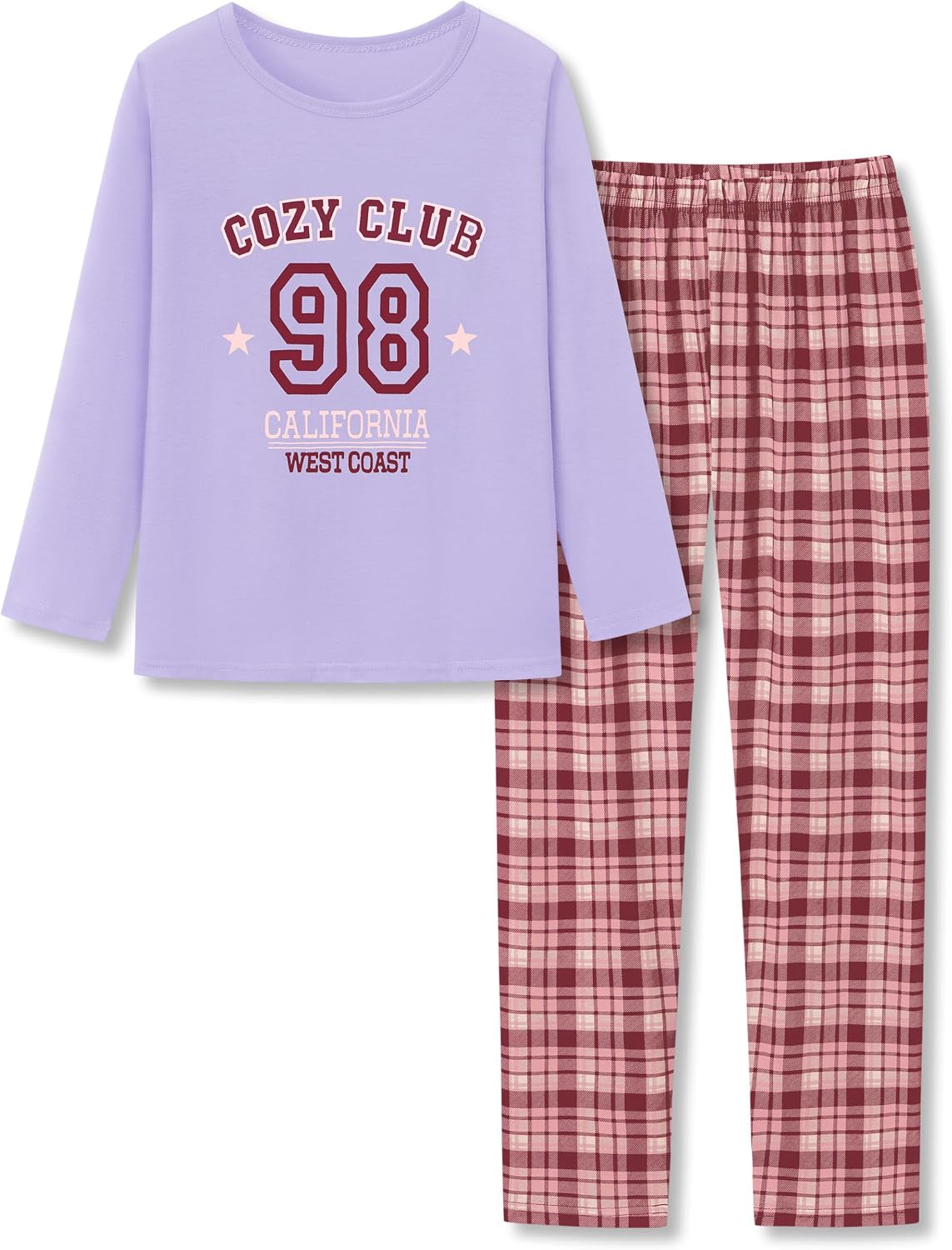 Tebbis Girls Long Sleeve Pants 2 Piece Trendy Print Pajama Set Size 6-18