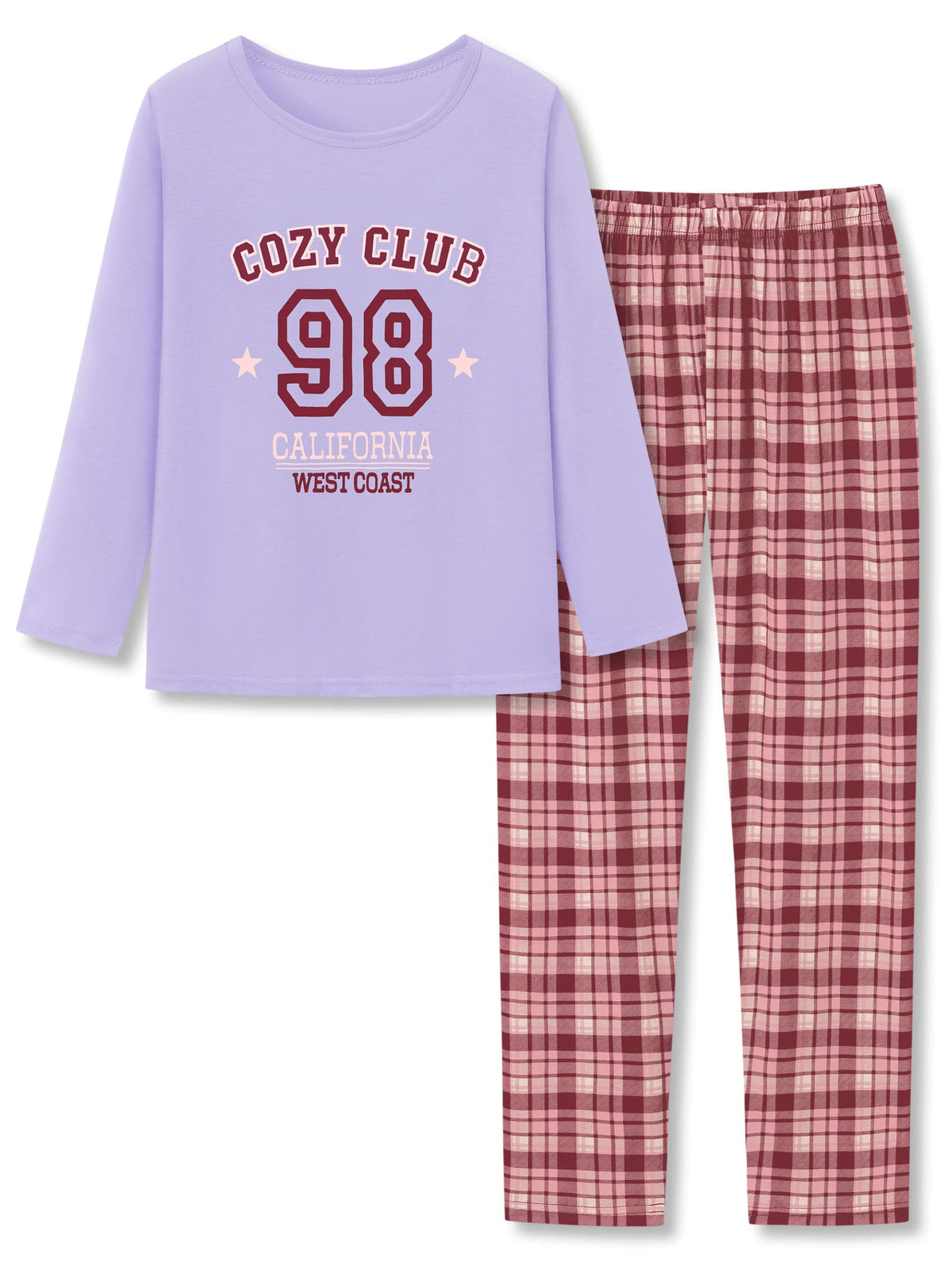Tebbis Girls Long Sleeve Pants 2 Piece Trendy Print Pajama Set Size 6-18