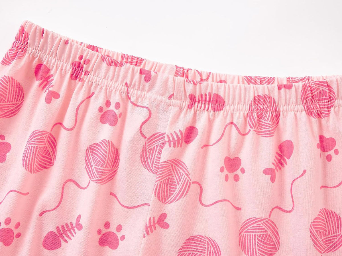 Tebbis Girls' Long Sleeve & Pants Pink Checker Pajamas Size 4T-18