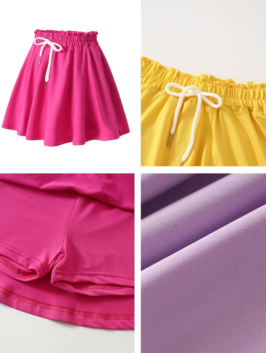 Girls 4 Pack Athletic Skirts Set Tennis Golf Skirts with Shorts Running Flowy Skorts 3-12Y