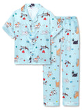 Tebbis Girls Silky Satin Pajamas Button-Up Top And Pants Size 6/7-16