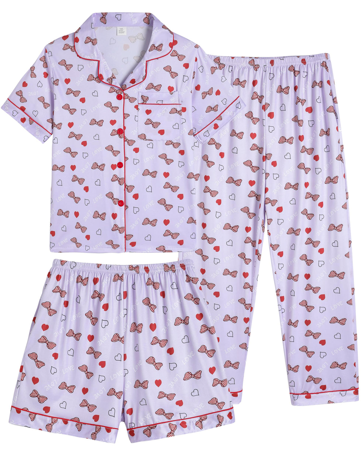 Vopmocld Girls Pajama Sets 3pcs Button Down Sleepwear For Teens 8-18 Years