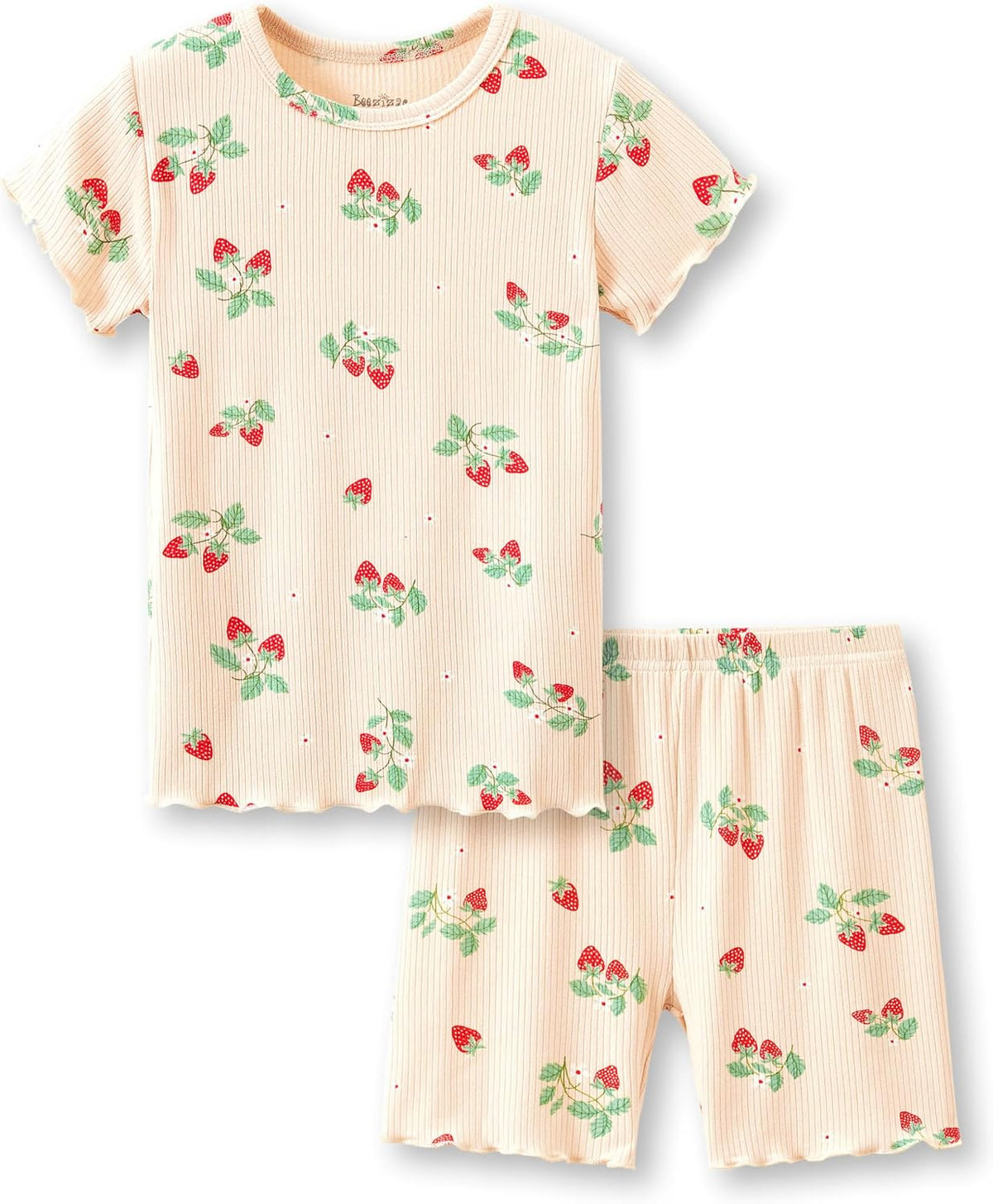 Beezizac Girls Pajamas Lettuce Trim Short Sleeve Set Size 2T-10