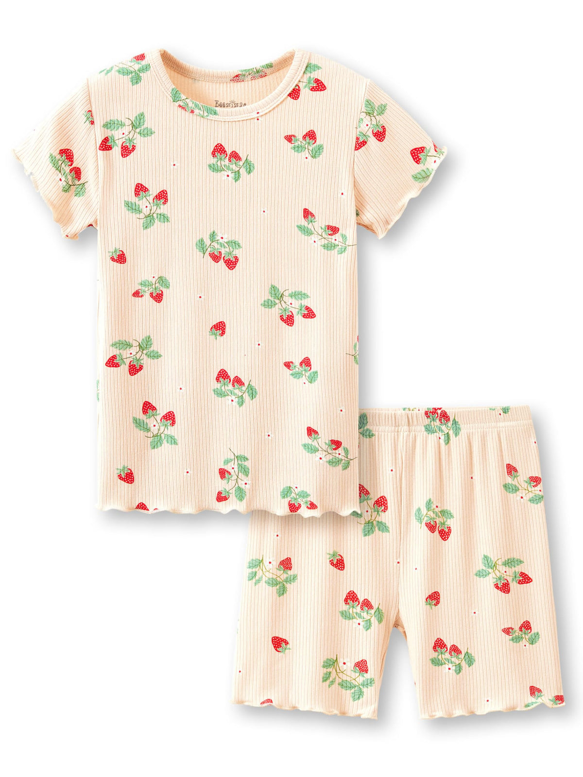 Beezizac Girls Pajamas Lettuce Trim Short Sleeve Set Size 2T-10