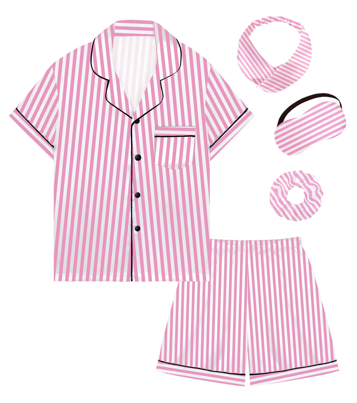 SEALINF Satin Girl Pajama Set Silk Pajamas for Girls With Eyemask 2 Pcs Button-up Sleepwear Kid Pjs Nightwear
