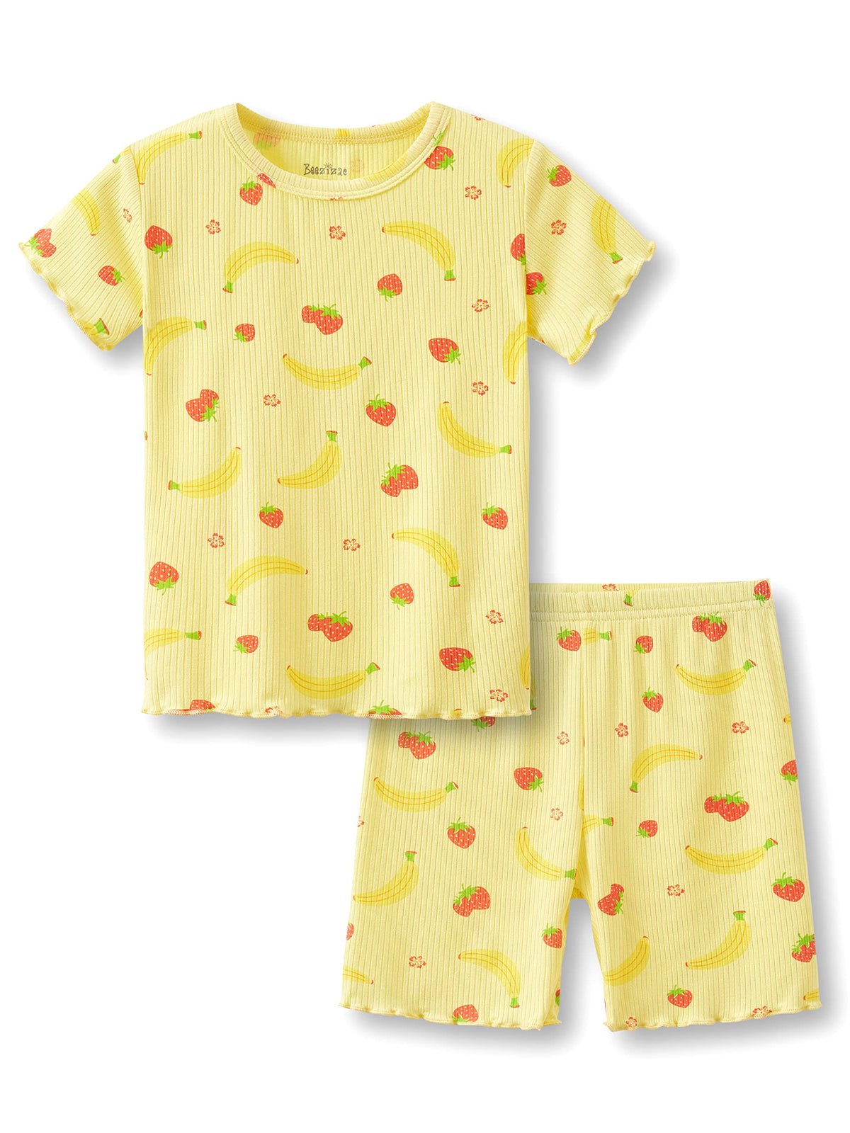 Beezizac Girls Pajamas Lettuce Trim Short Sleeve Set Size 2T-10