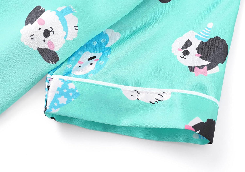 Beezizac Girls Pajamas Satin Silky Coat Style Short Sleeve Set Size 6-16