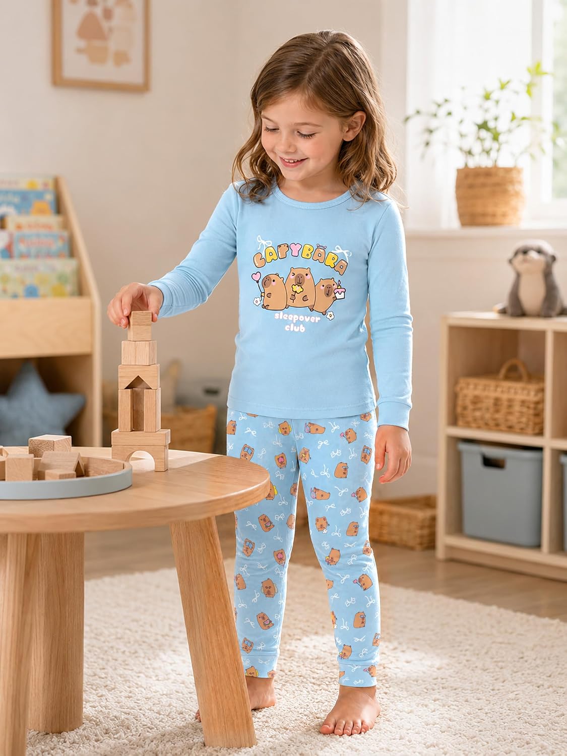 Topgal Girls Snug Fit Pajamas, 2-Piece Long Sleeve Set, Sizes 4T-14