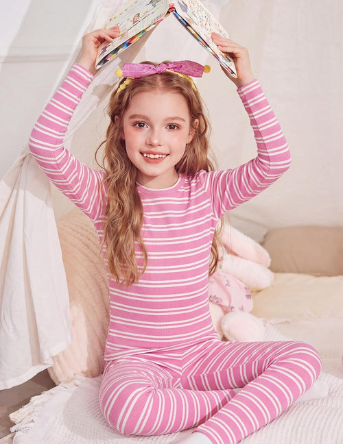 Arshiner Girls Pajamas 2 Piece Snug Fit Kids Pjs Set Long Sleeve Sleepwear