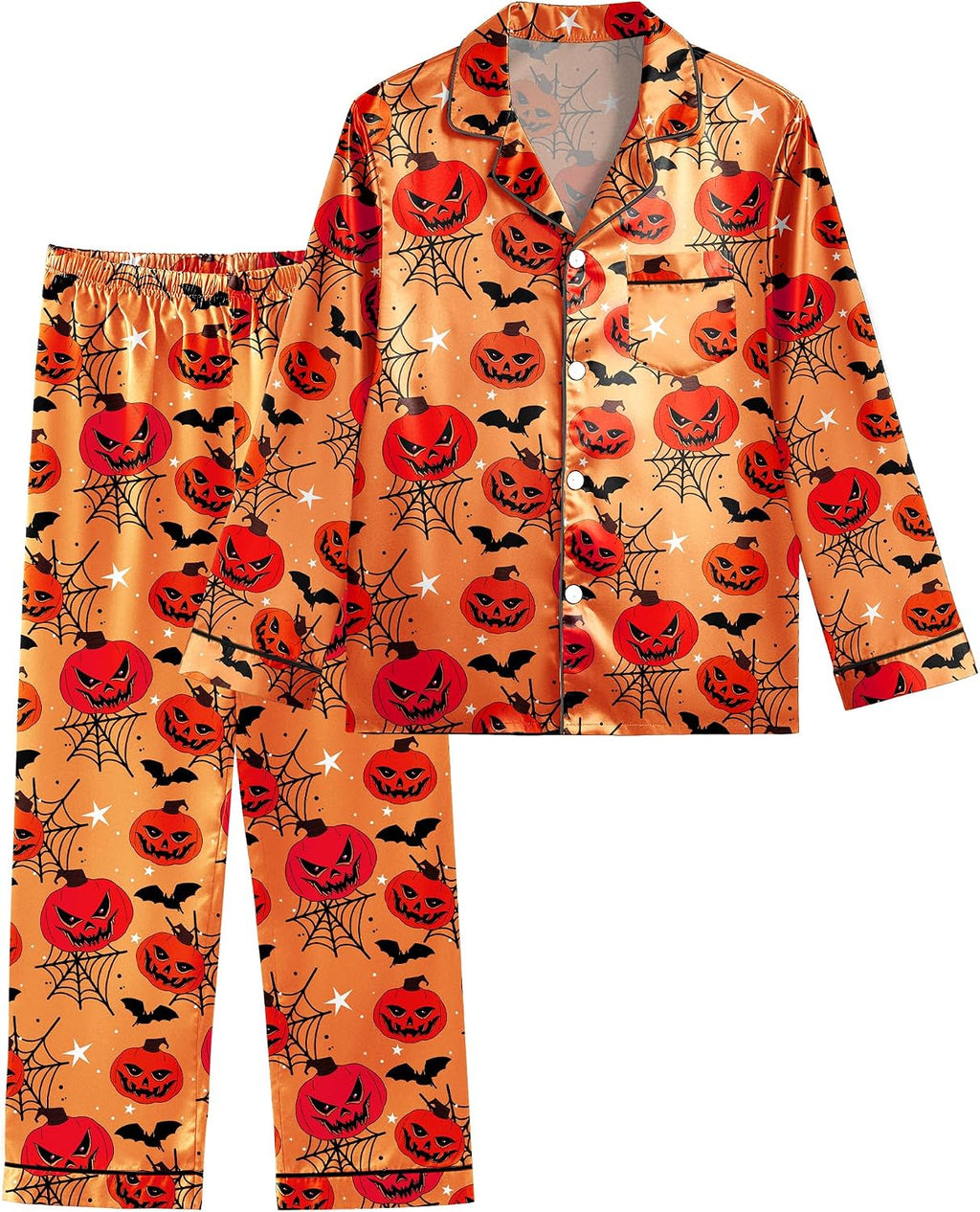 Girls Pajamas Satin Pajama Set Silky Bow Pjs Long Sleeve Button Down Sleepwear Loungewear Sets for Big Kids 7-14Y