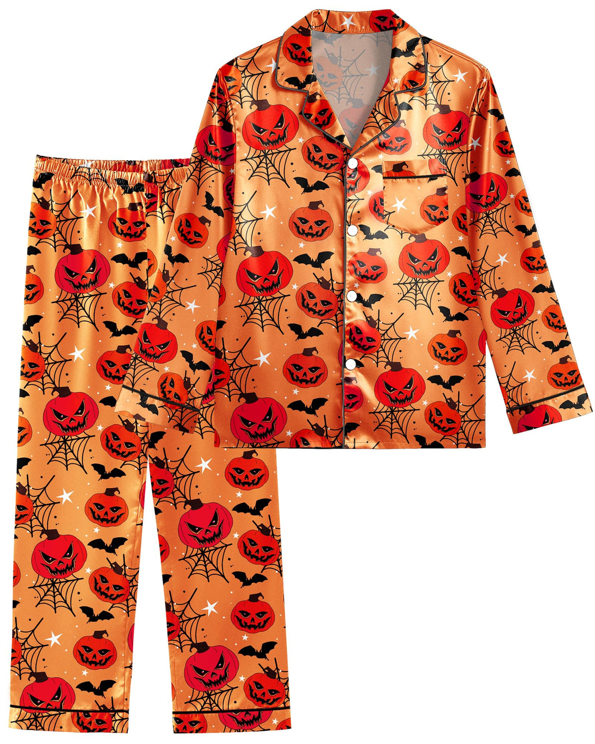 Girls Pajamas Satin Pajama Set Silky Bow Pjs Long Sleeve Button Down Sleepwear Loungewear Sets for Big Kids 7-14Y