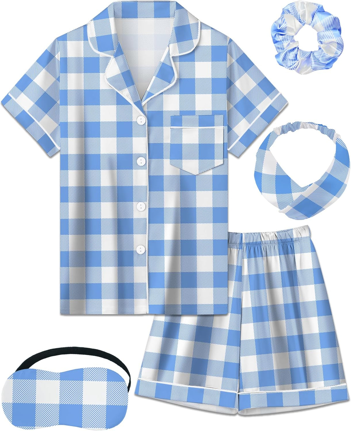 Kids Silk Pajamas Girls Satin Pajama Set Button Down Pjs Set 5-12Y
