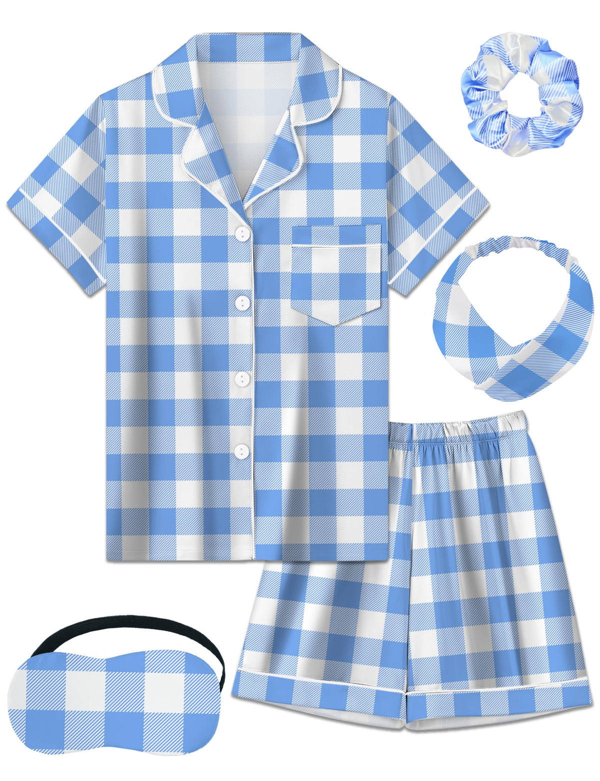 Kids Silk Pajamas Girls Satin Pajama Set Button Down Pjs Set 5-12Y
