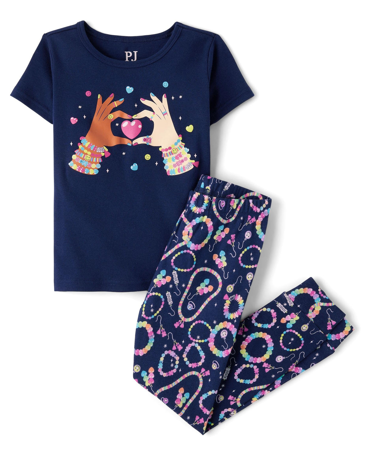 The Children's Place Girls' 100% Cotton Short Sleeve Top and Pants,2 Piece Pajama Set