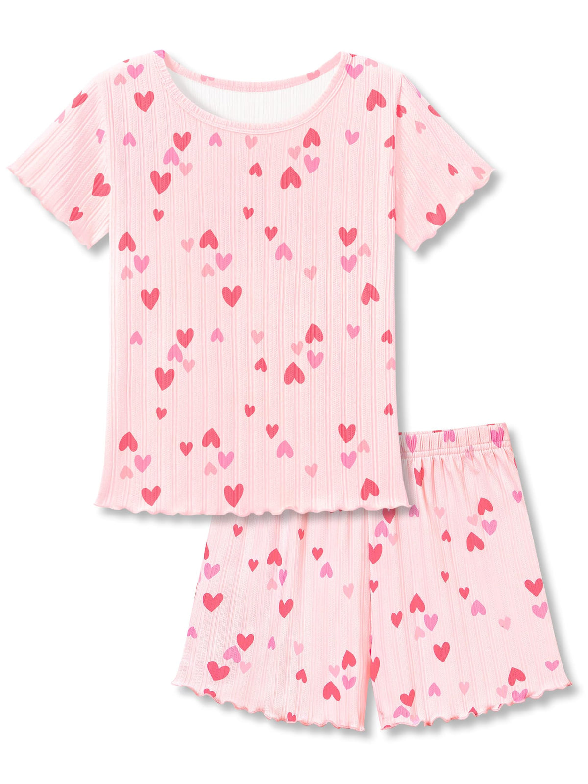 Beezizac Girls Pointelle Pajama Floral Print Short Sleeve Set Sizes 6-18