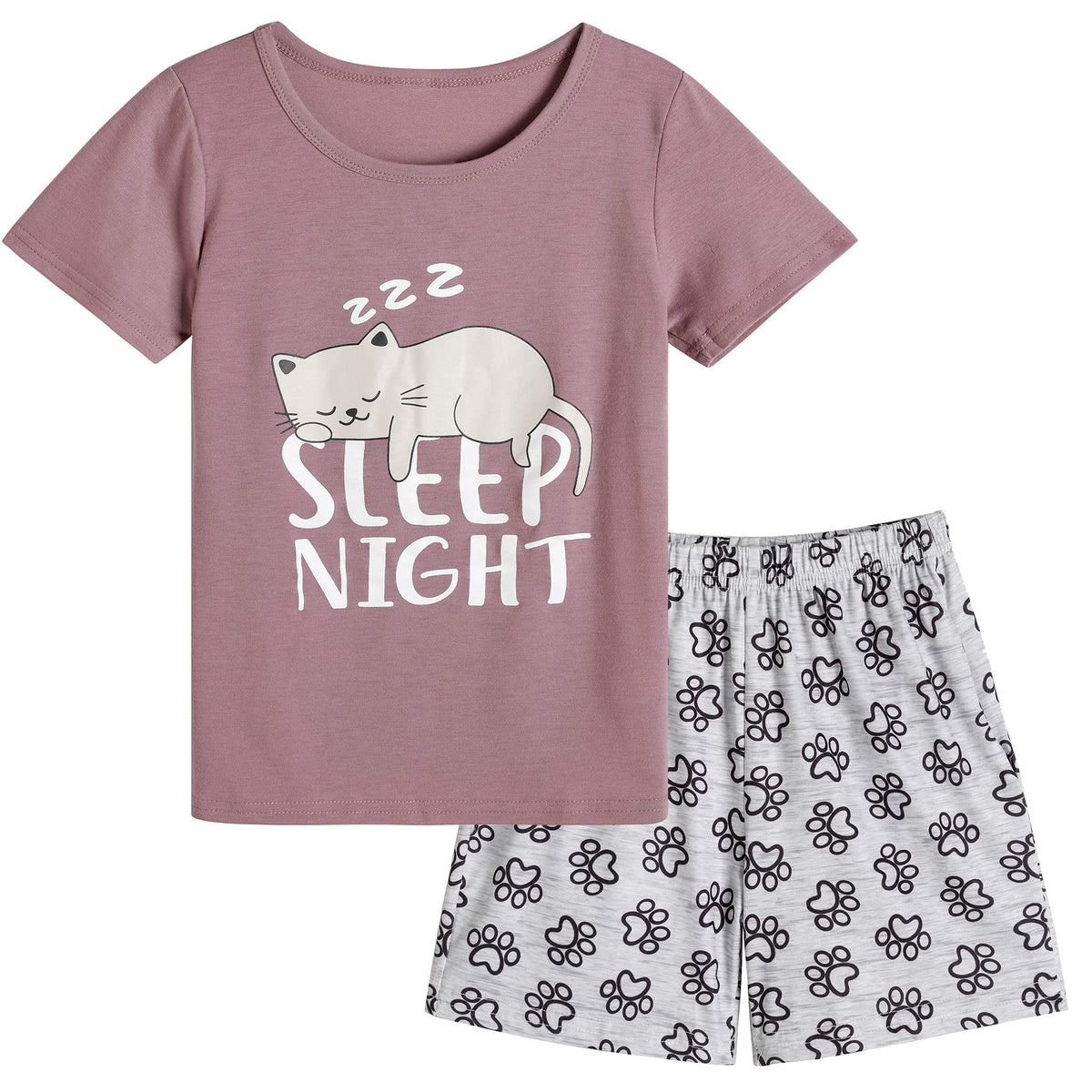 Vopmocld Big Girls Summer Pajama Shorts Sets Cute Sleepwear Nighty Cotton