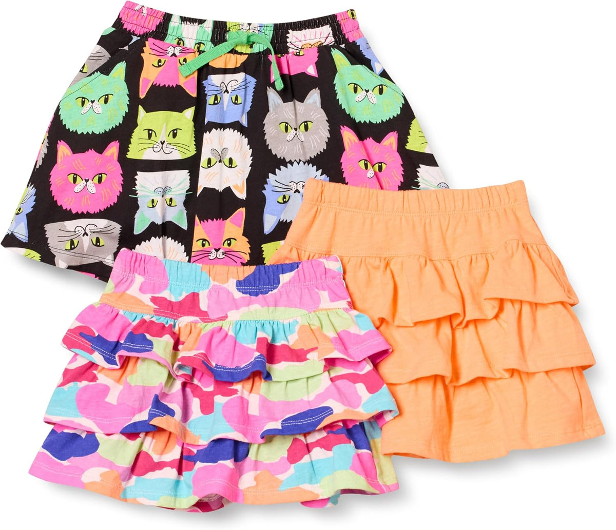 Amazon Essentials Girls and Toddlers' Knitted Ruffle Scooter Skorts with Elastic Waist and Shorts, Multipacks
