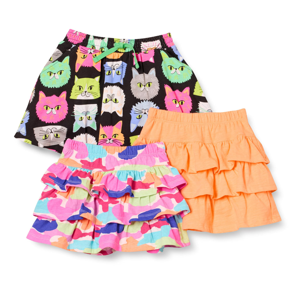 Amazon Essentials Girls and Toddlers' Knitted Ruffle Scooter Skorts with Elastic Waist and Shorts, Multipacks