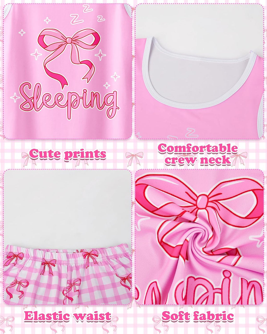 Sylfairy Girls Pajamas for Big kids Pjs Set Tank Tops Pajamas Shorts Set for Teen Girls Summer Casual Sleeveless Sleepwear