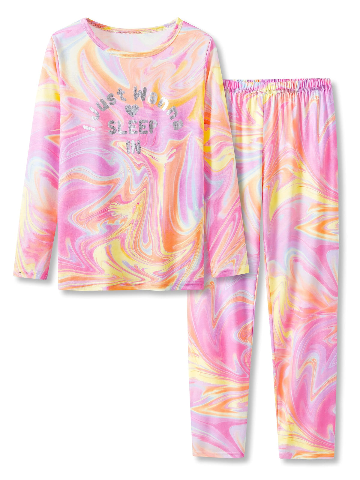 Tebbis Girls Long Sleeve Pants 2 Piece Trendy Print Pajama Set Size 6-18
