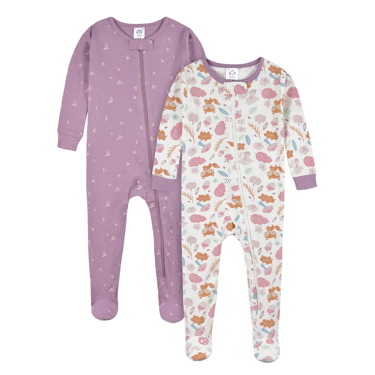 Gerber Baby Girls 2-Pack Footed Pajamas