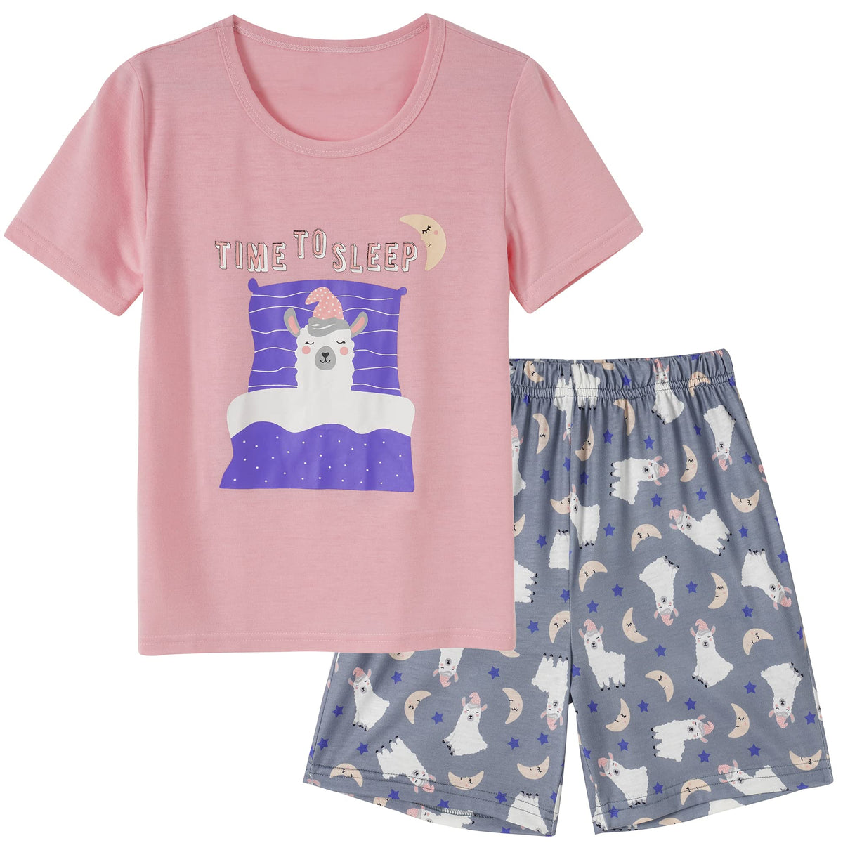 Vopmocld Big Girls Summer Pajama Shorts Sets Cute Sleepwear Nighty Cotton