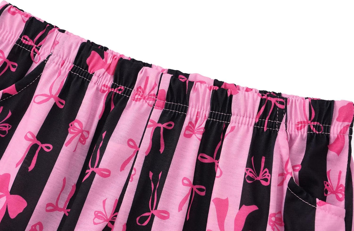 Beezizac Girls Pajamas Short Sleeve Top and Pocket Shorts Sizes 6-18