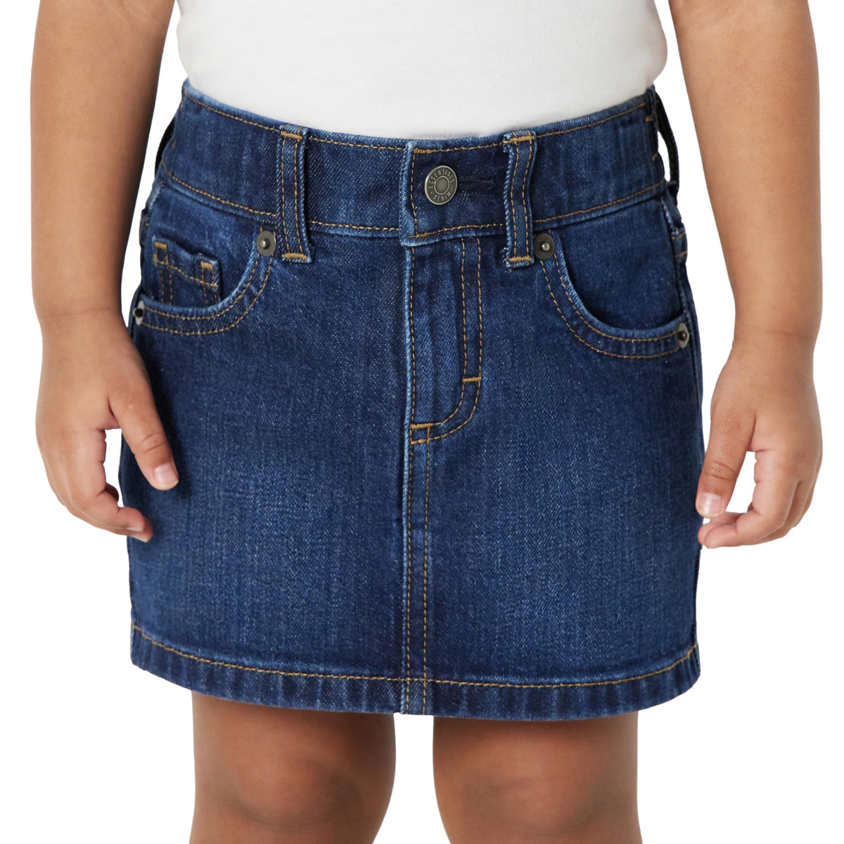 Amazon Essentials Girls and Toddlers' Medium Stretch Regular-Fit Denim Skort with Built-in Shorts