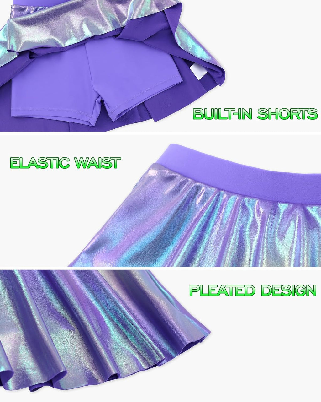 Girls Skirts High Waist Athletic Skorts with Shorts Stretchy Activewear for Teens Girl Performance Clothes 5-14 Years