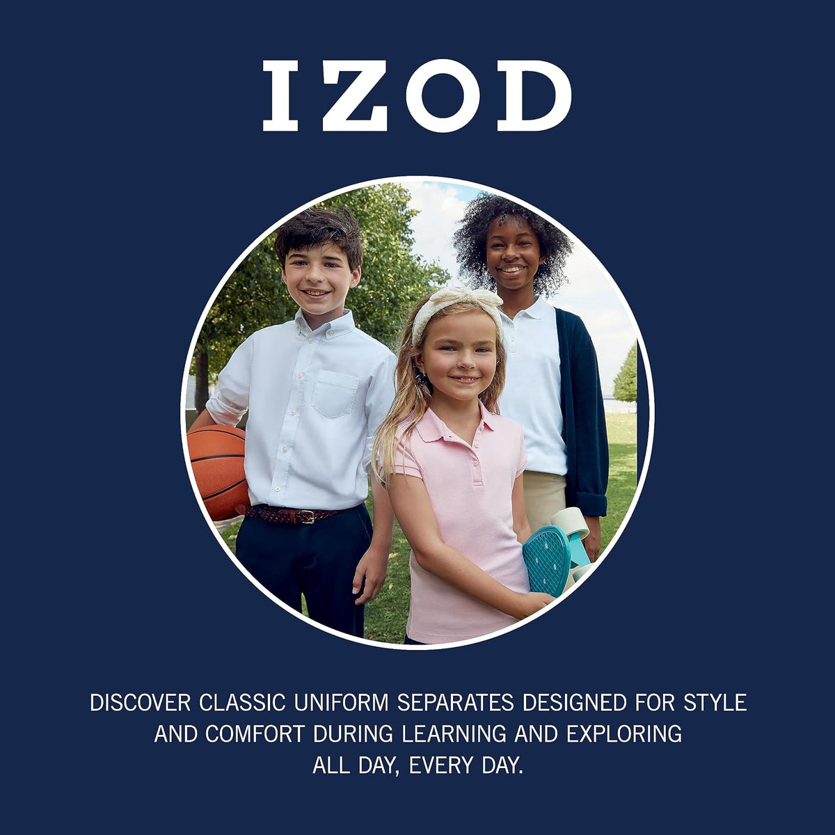 Izod Girls School Uniform Sensory-Friendly Pleated Scooter Skirt with Undershorts, Soft Fabric, Tagless with Flat Seams