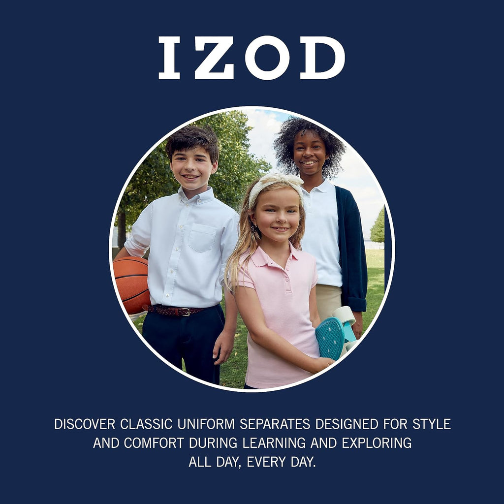Izod Girls' School Uniform Pull-on Scooter Skirt with Undershorts, Knit Waistband & Functional Pockets, Wrinkle Resistant