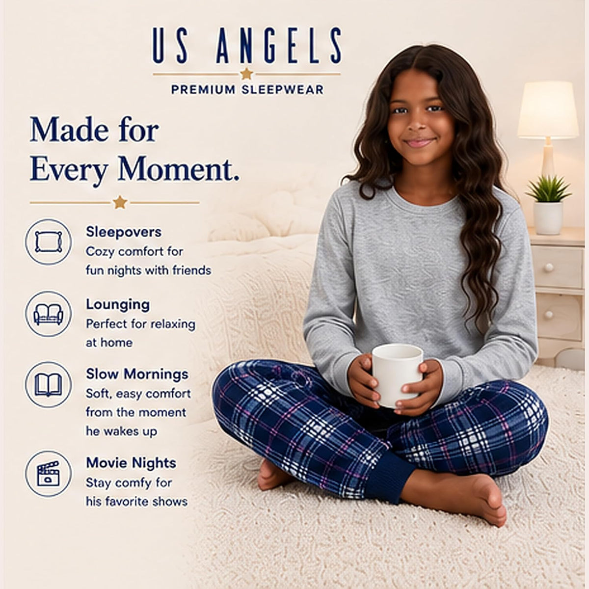 Angels Girls Pajamas Set - Comfortable & Soft - Girls Pjs Size 10-12, 14-16