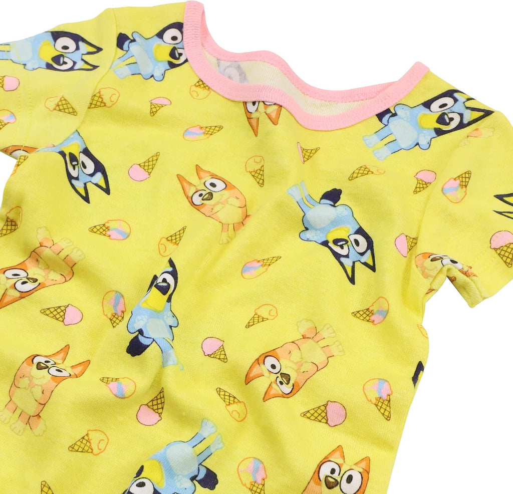 Bluey Girls 4-Piece Snug-fit Cotton Pajama Set, Matching Pajamas