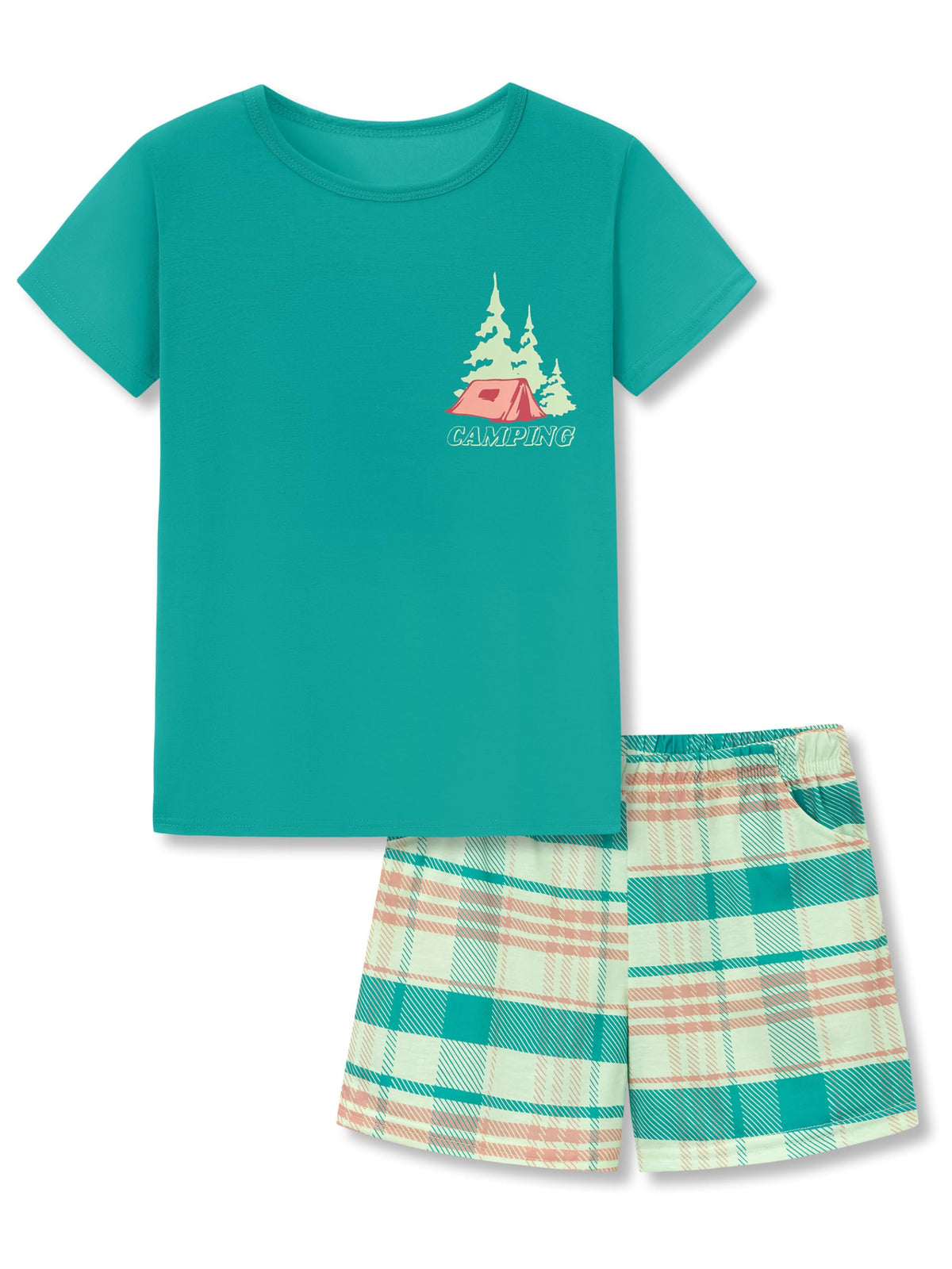 Beezizac Girls Pajamas Short Sleeve Top and Pocket Shorts Sizes 6-18