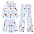 CARETOO Girls Pajamas 3 Piece Satin Long Sleeve Long Pants with Shorts PJs Set for Girls Kids Sleepwear 3-10 Years