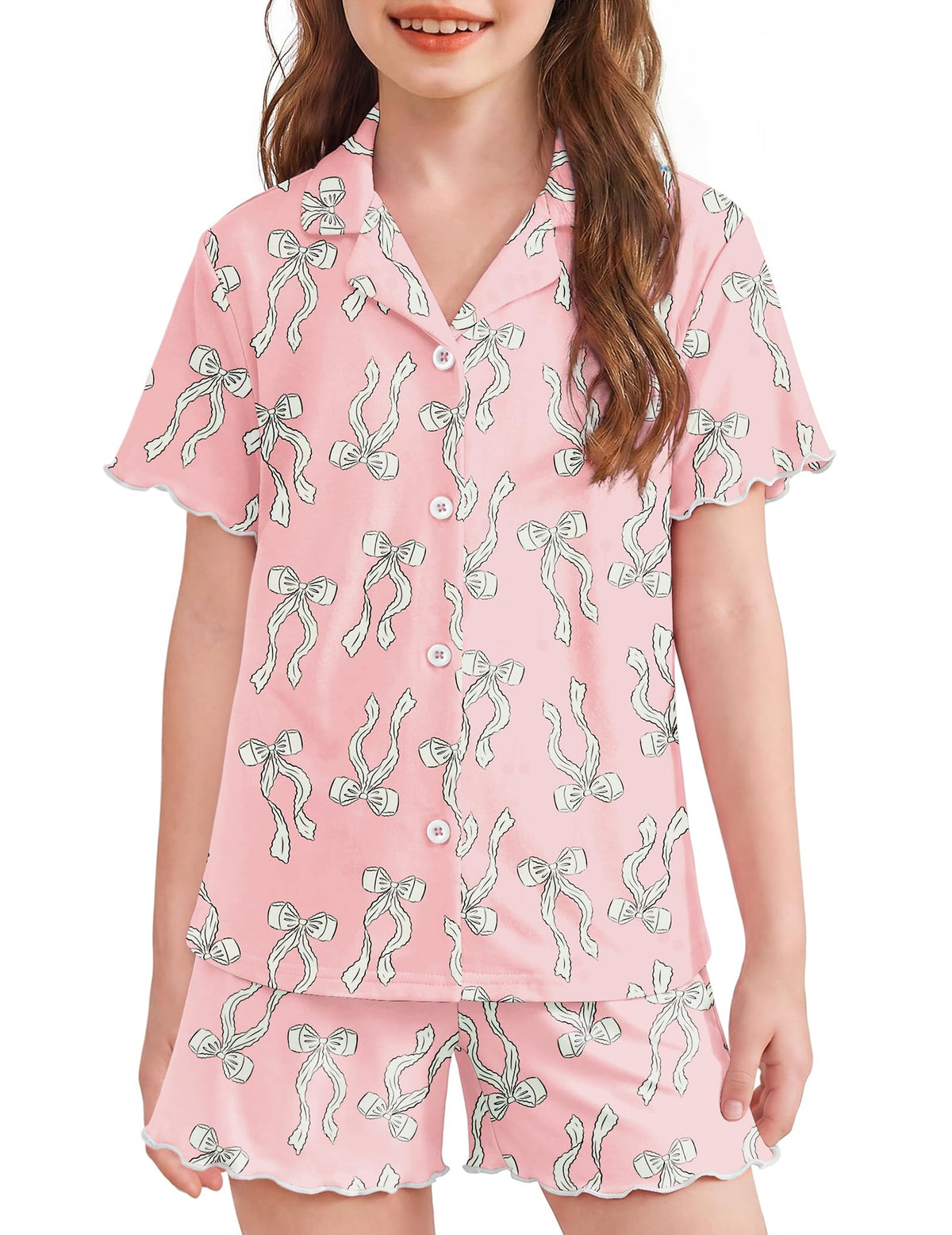 Arshiner Girls Pajamas Button Down Short Set Cute Pjs Soft Sleepwear