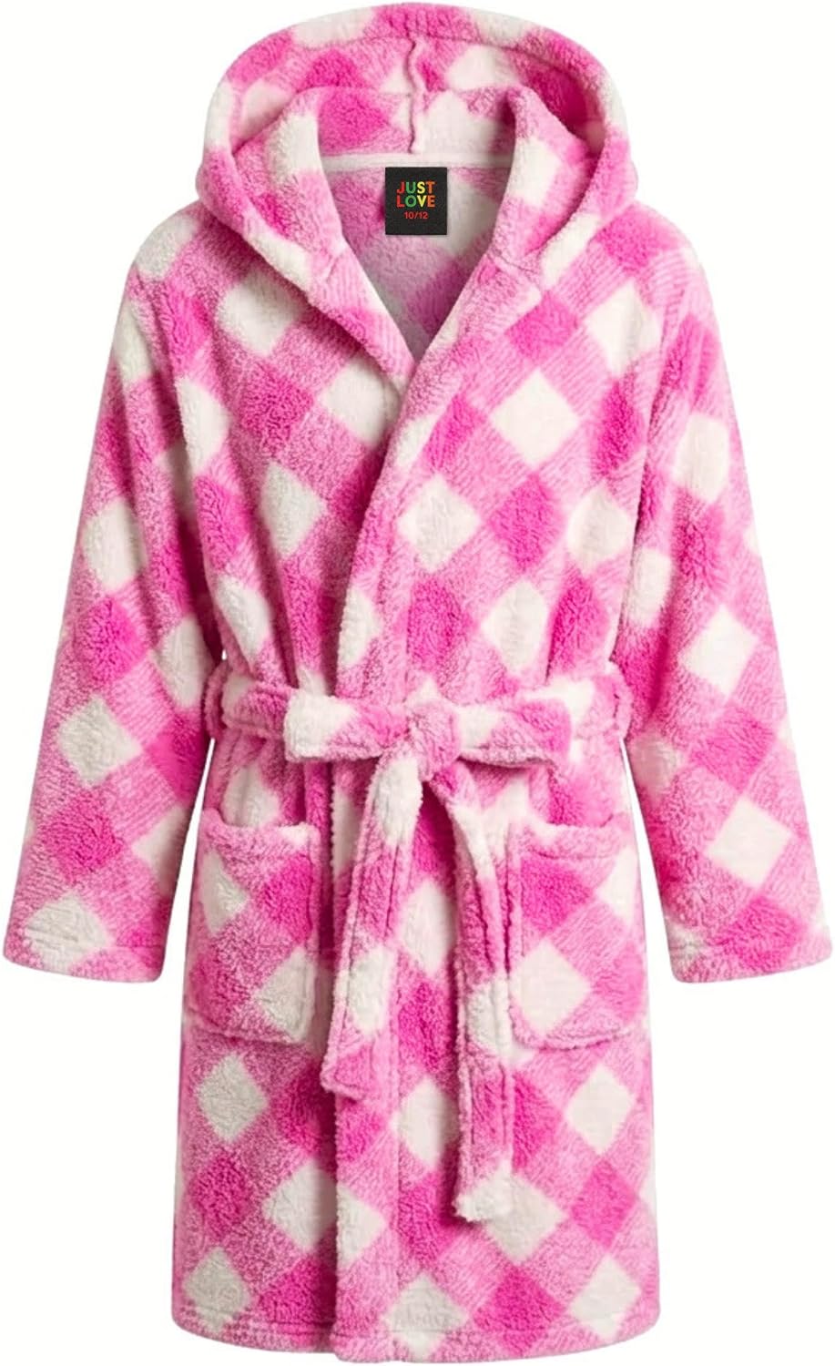 Just Love Girls' Plush Hooded Robe, Soft Printed Fleece Bathrobe