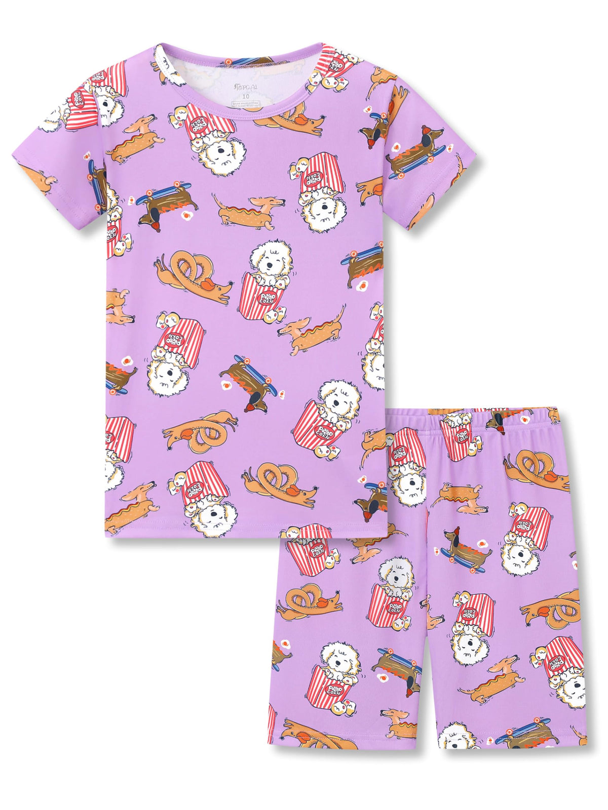 Topgal Girls 2-Piece Pajamas Set, Snug Fit Shorts, Playful Prints 4-14