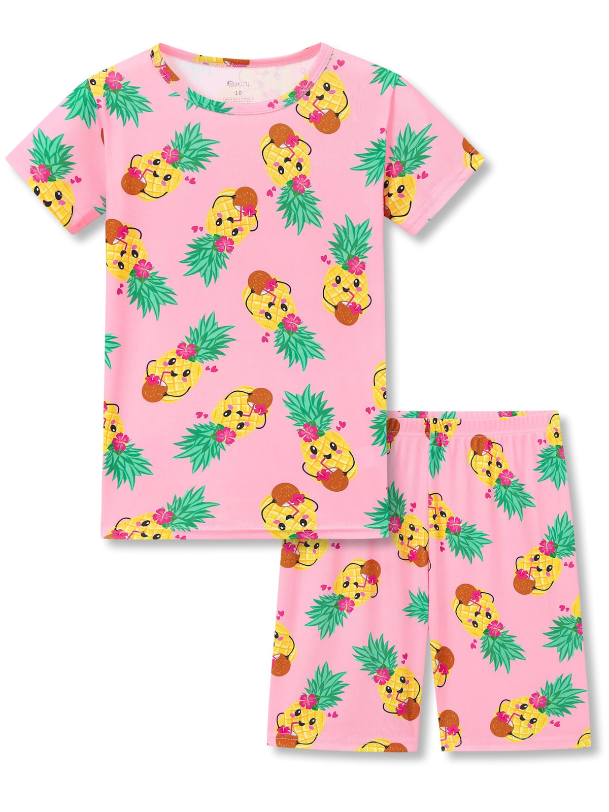 Topgal Girls 2-Piece Pajamas Set, Snug Fit Shorts, Playful Prints 4-14