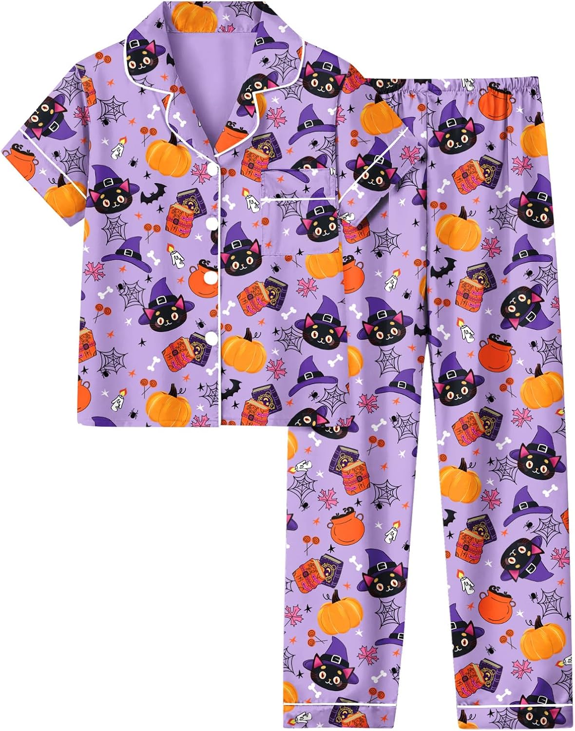 UNIFACO Girl's Christmas Pajamas Set 2pcs Button Dwon Sleepwear Size 7-14