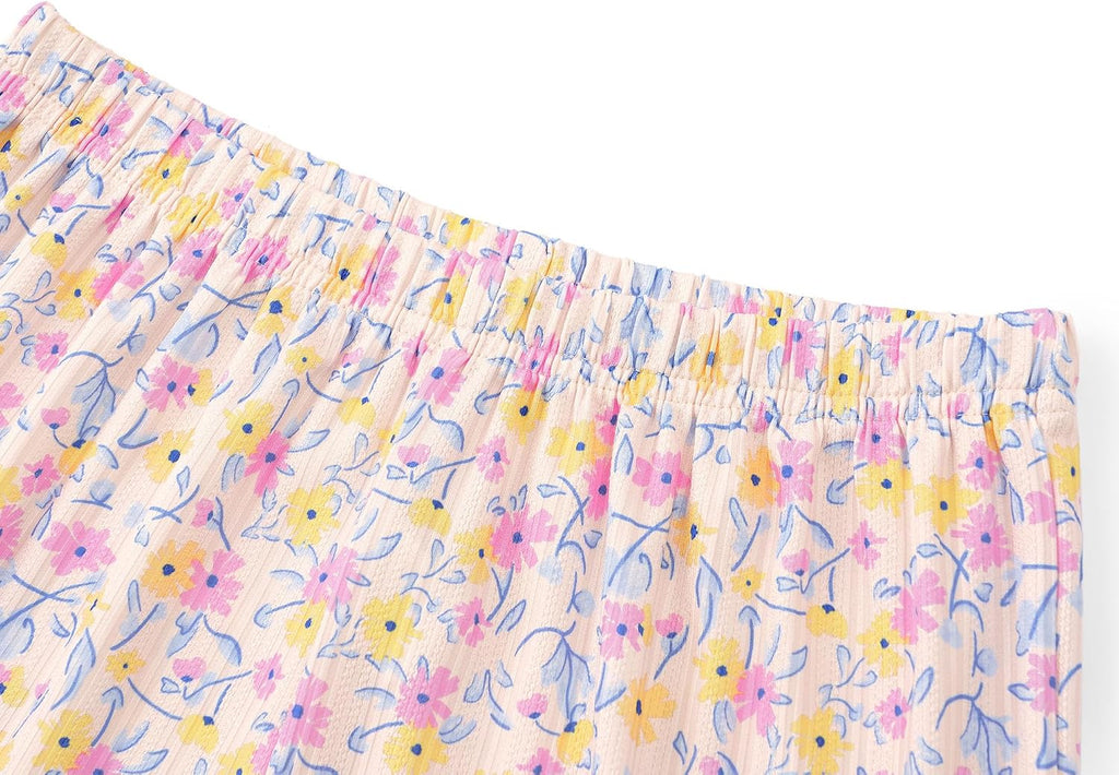 Beezizac Girls Pointelle Pajamas Floral Tank and Wide Leg Pants Size 6-18