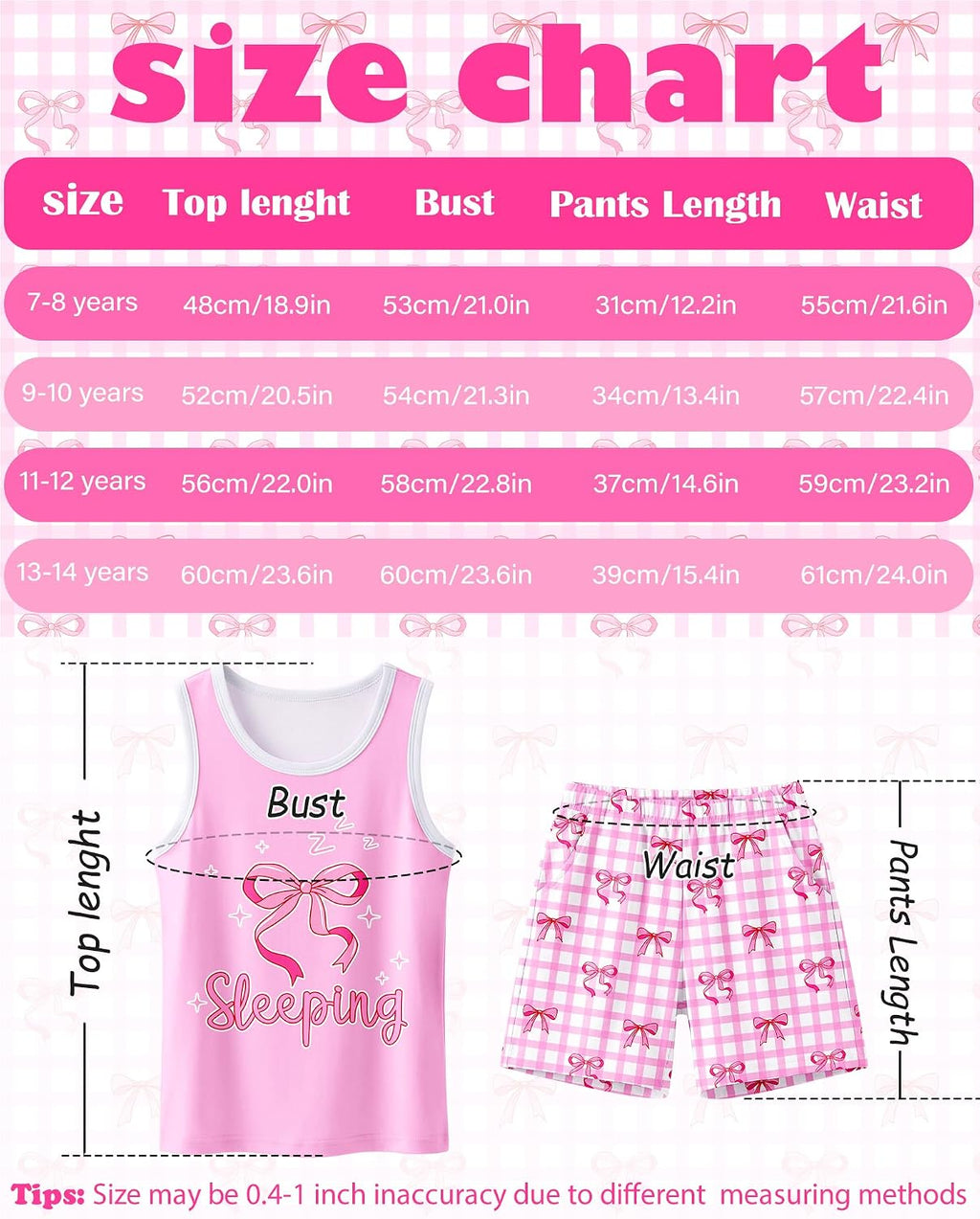Sylfairy Girls Pajamas for Big kids Pjs Set Tank Tops Pajamas Shorts Set for Teen Girls Summer Casual Sleeveless Sleepwear