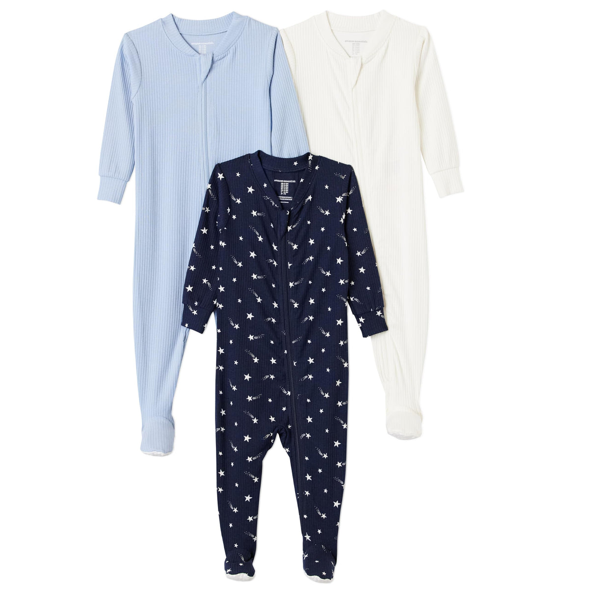 Amazon Essentials Unisex Babies' Ribbed Footed Pajamas