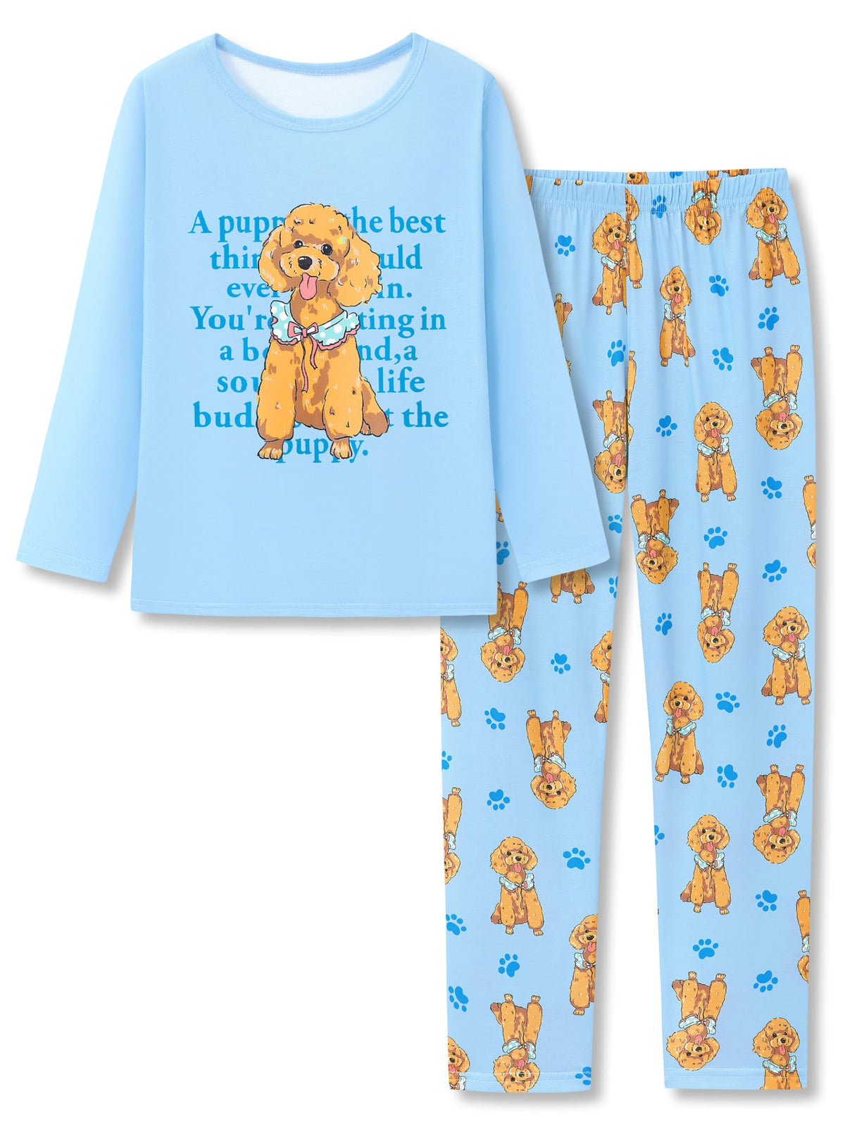 Tebbis Girls Long Sleeve Pants 2 Piece Trendy Print Pajama Set Size 6-18