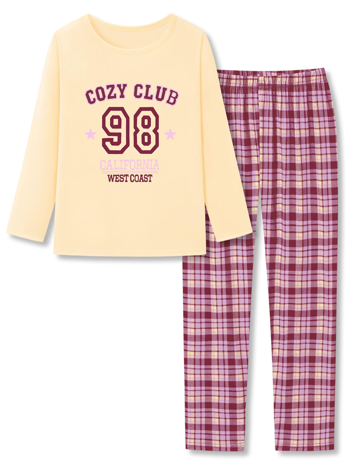 Topgal Girls Long Sleeve Pajamas, 2-Piece Top and Pants, Sizes 6-18